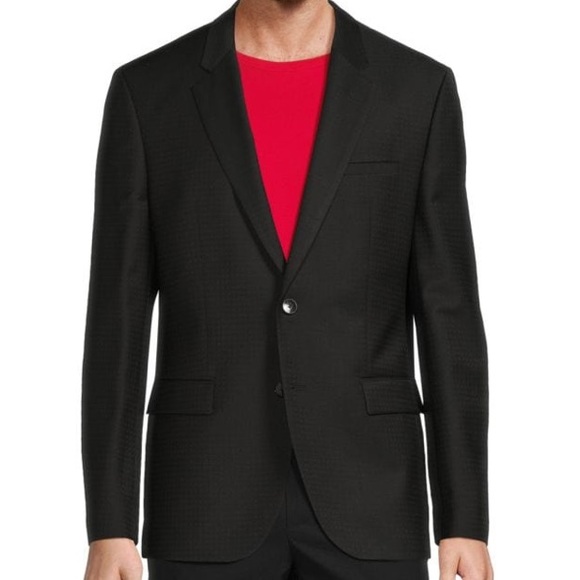 [Hugo Boss] Designer Black Suit Jacket with Lapel Super 100 - Men's Size 42R - Picture 2 of 16